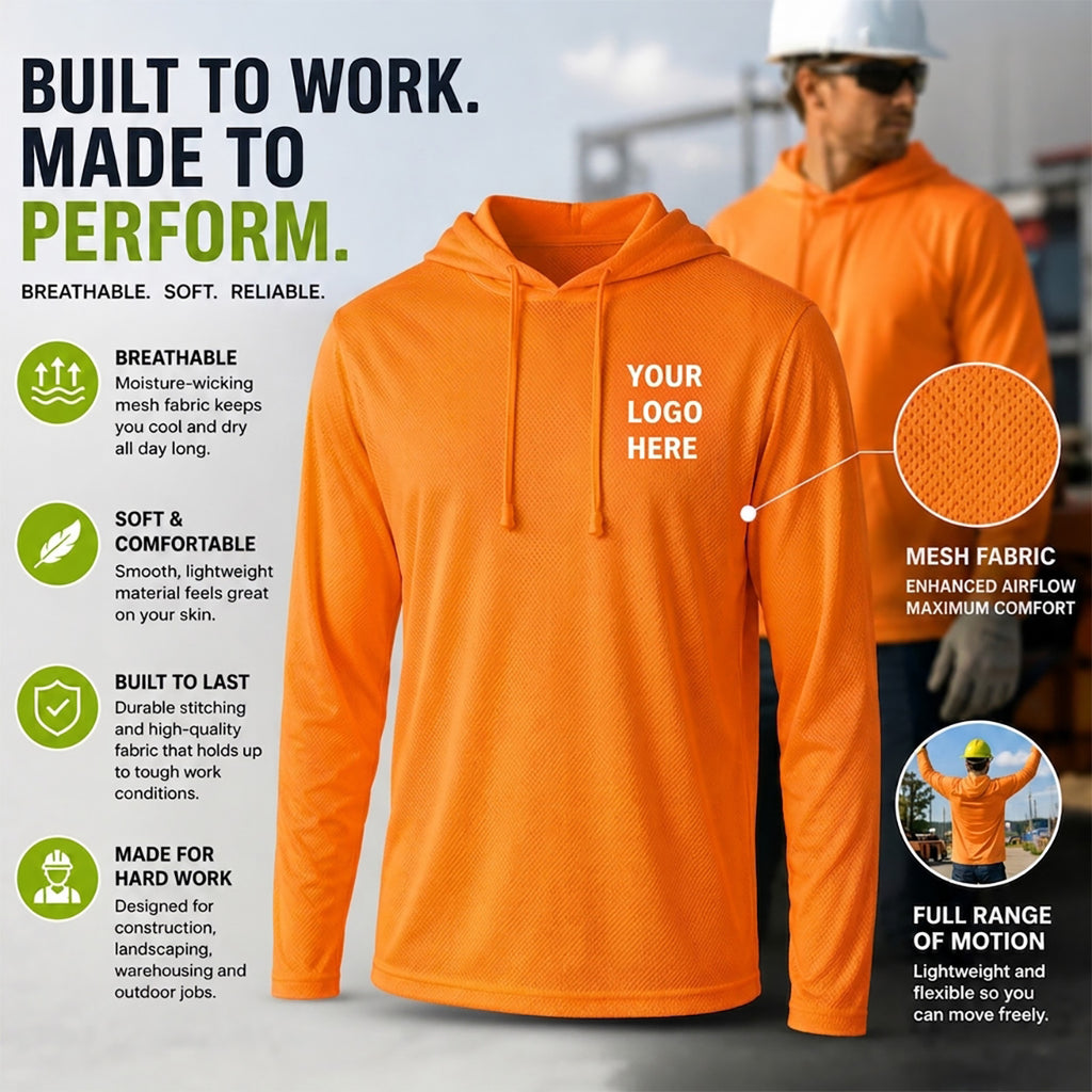 Custom High-Vis Mesh Workwear Hoodie – Add Your Logo (Left Chest & Back) | BeePro Merch